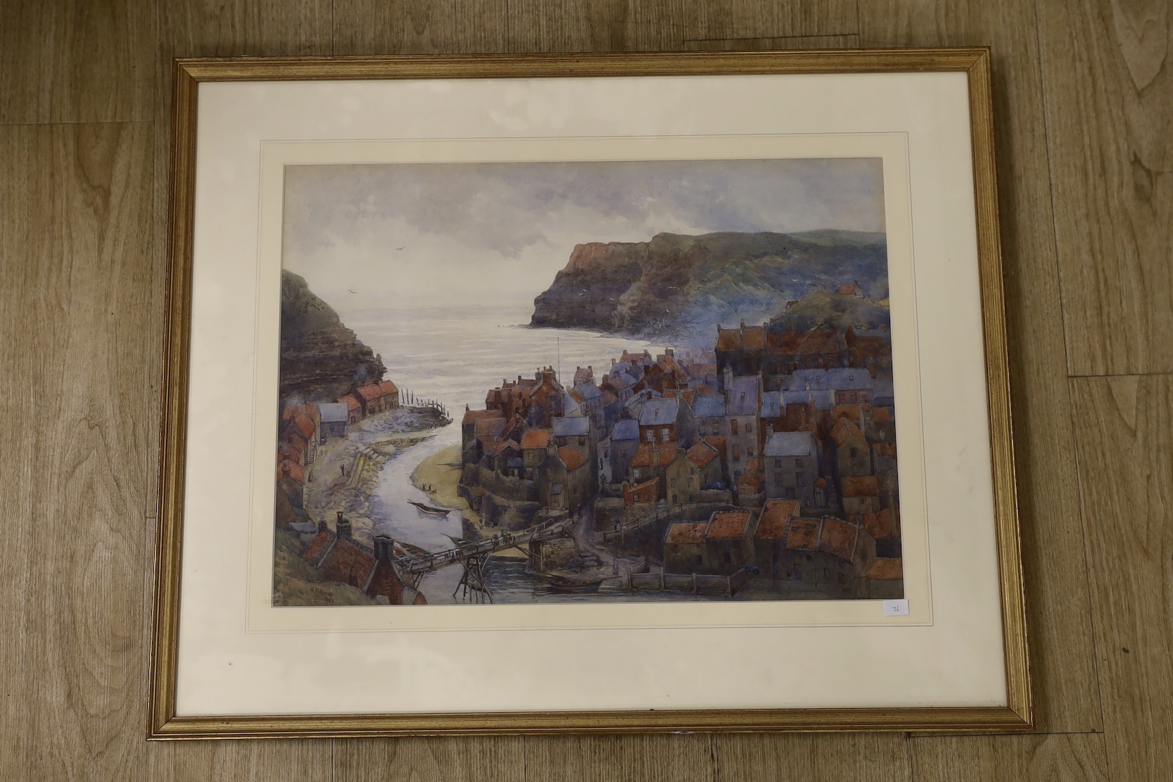 Leonard M. Powell (1861-1939, watercolour, ‘Staithes’, signed and dated 1885, 43 x 59cm